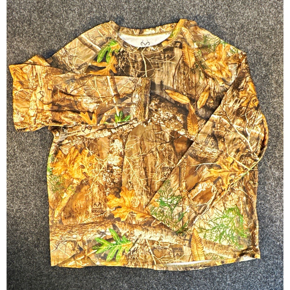 Realtree Edge Mens XL Camouflage Long Sleeve Polyester T-Shirt IVO50072